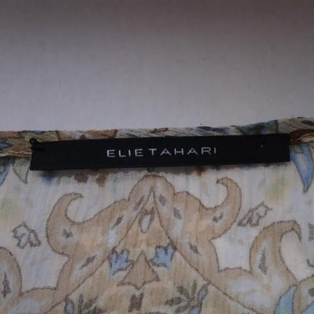 Elie Tahari Green Paisley Print Crinkled Silk Chi… - image 7